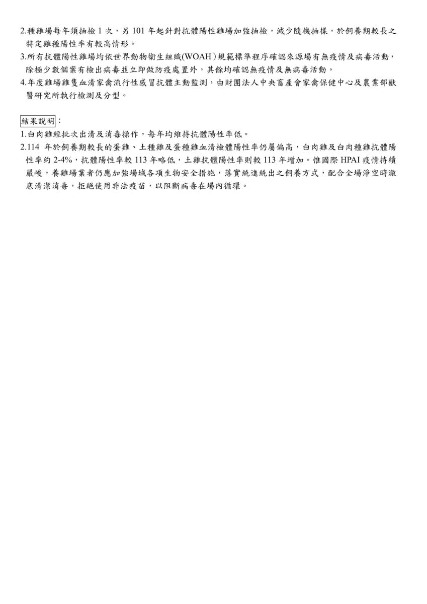 94年至114年雞場家禽流行性感冒年度主動監測結果3